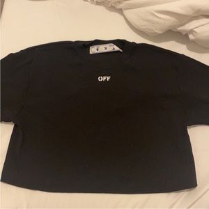 off-white black ribbed cropped tee shirt